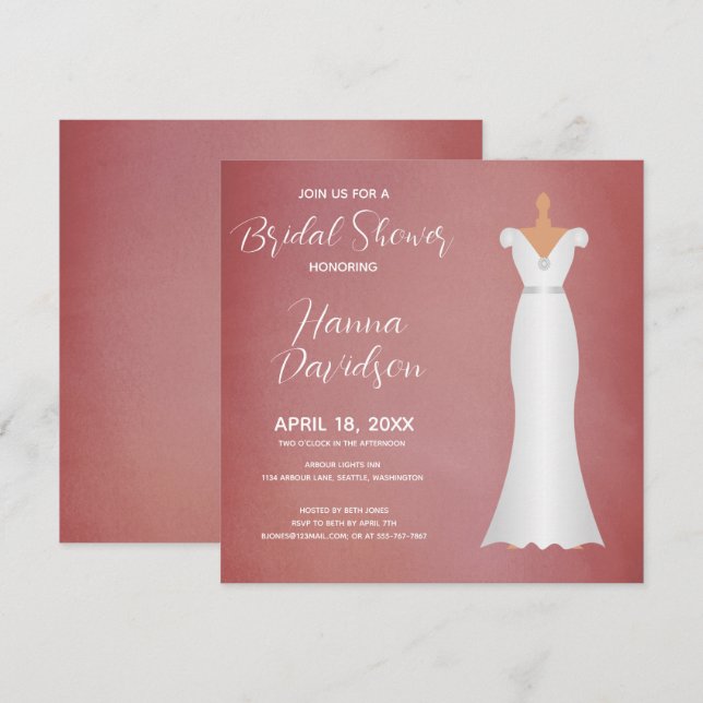 Invitation Fête des mariées élégante rose douce (Devant / Derrière)