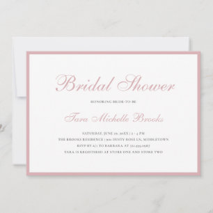 Invitation Fête des mariées élégante simple et Dusty Rose ros