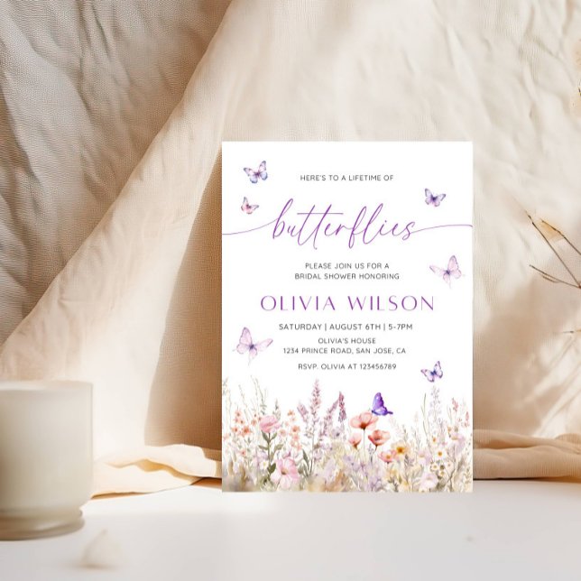 Invitation Fête des mariées élégante |Timelife des papillons (Créateur téléchargé)