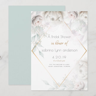 Invitation Fête des mariées | Élégantes Peonies blanches en a