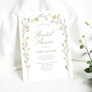 Invitation Fête des mariées en arc Fleur sauvage crème simple