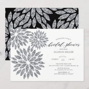 Invitation Fête des mariées en argent chatoyante Dahlias