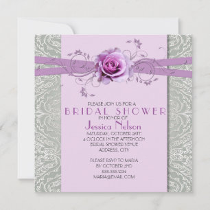 Invitation Fête des mariées en argent Rose Lavender