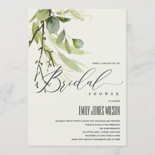 INVITATION FÊTE DES MARIÉES EN COULEUR D'EAU EN FOLIAGE VERT 