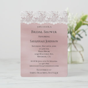 Invitation Fête des mariées en dentelle blanche rose rose Ros