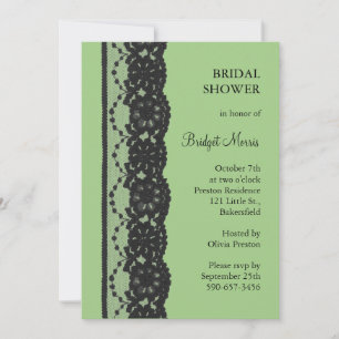 Invitation Fête des mariées en dentelle française (verte)