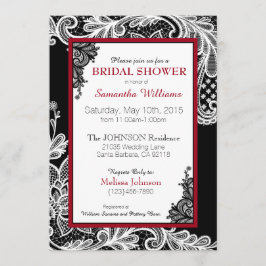 Invitation Fête des mariées en dentelle rouge et blanche