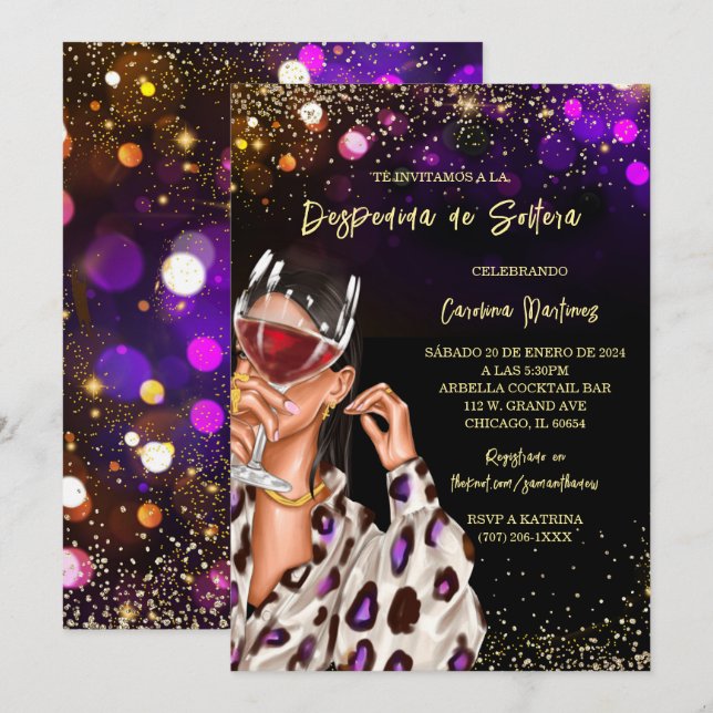 Invitation Fête des mariées En Espagnol (Devant / Derrière)