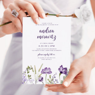 Invitation Fête des mariées en laiton violet Fleur sauvage