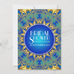 Invitation Fête des mariées en or bleu déco égyptien