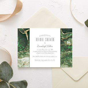 Invitation Fête des mariées en pierre émeraude vert foncé