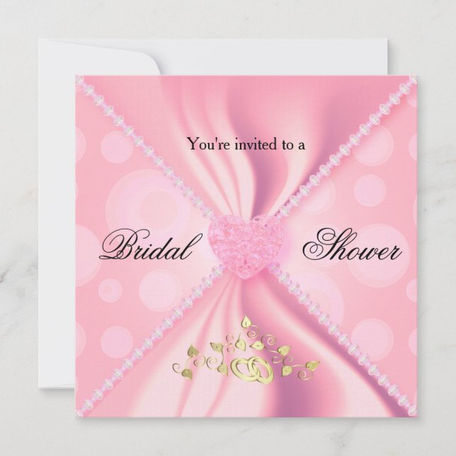 Invitation Fête des mariées en satin Pois rose (Devant)