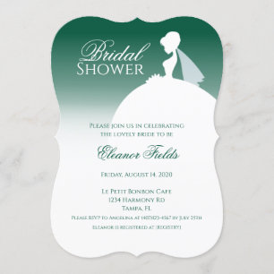 Invitation Fête des mariées en silhouette Emerald Green