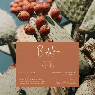 Invitation Fête des mariées en terre cuite simple et contempo