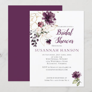 Invitation Fête des mariées encadrée violette et or