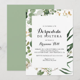 Invitation Fête des mariées espagnole géométrique Gold Green