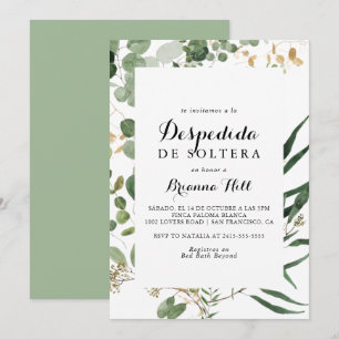 Invitation Fête des mariées espagnole géométrique Gold Green