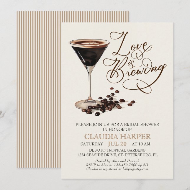 Invitation Fête des mariées Espresso Martini (Devant / Derrière)