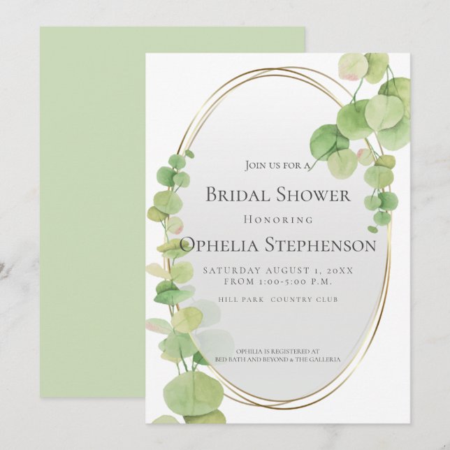 Invitation FÊTE DES MARIÉES | Eucalyptus du printemps moderne (Devant / Derrière)