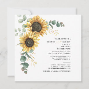 Invitation Fête des mariées Eucalyptus Sunflower Brunch Bubbl