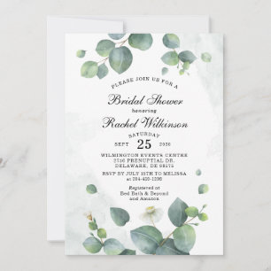 Invitation Fête des mariées Eucalyptus Vert Nature Succulente