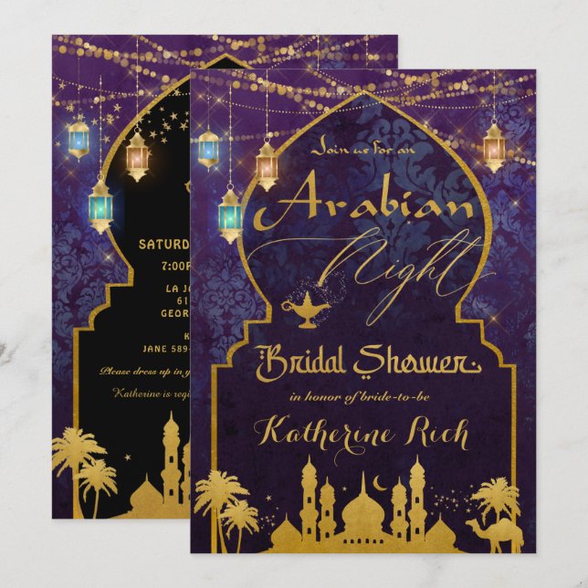 Invitation Fête des mariées Exotic Arabian Nights (Devant / Derrière)