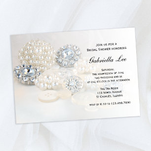 Invitation Fête des mariées Faux White Pearl Diamond Buttons
