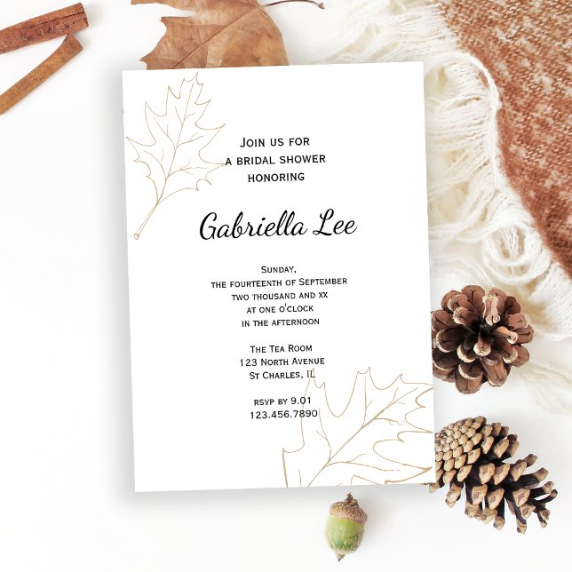 Invitation Fête des mariées Feuille de chêne d'automne (Set the tone for your Fall celebration with the Autumn Oak Leaves Bridal Shower Invitation.)