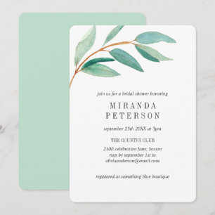 Invitation Fête des mariées Feuille de la branche Eucalyptus 