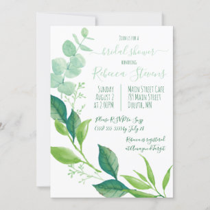 Invitation Fête des mariées Feuille Eucalyptus aquarelle