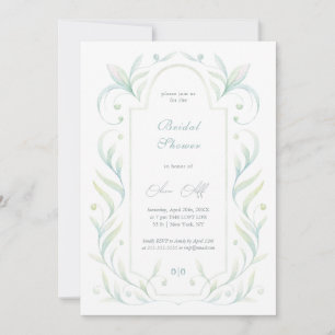 Invitation Fête des mariées Feuille verte