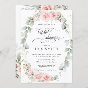 Invitation Fête des mariées feuillu rose chic