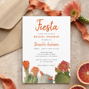 Invitation Fête des mariées Fiesta Cactus Fleurs aquarelle