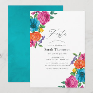 Invitation Fête des mariées Fiesta Florale Aquarelle