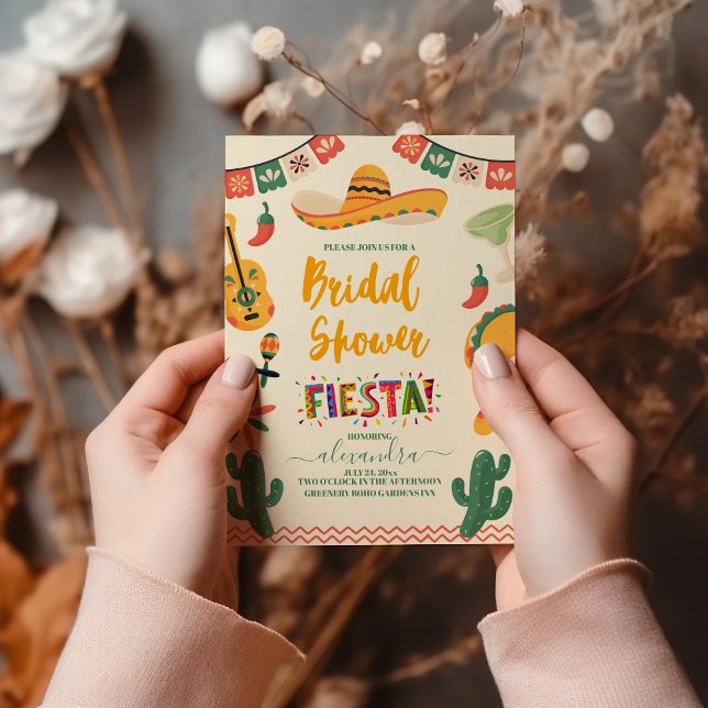 Invitation Fête des mariées Fiesta mexicaine jaune rose (Créateur téléchargé)