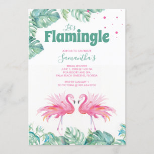 Invitation Fête des mariées Flamant rose aquarelle