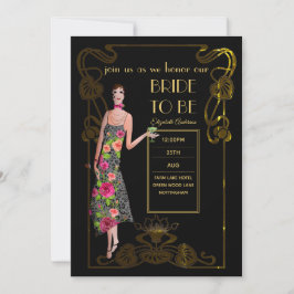 Invitation Fête des mariées Flapper Art Déco Gatsby des année