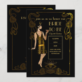Invitation Fête des mariées Flapper Art Déco Gatsby des année