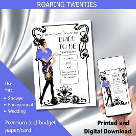 Invitation Fête des mariées Flapper Art Déco Gatsby des année