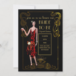 Invitation Fête des mariées Flapper Art Déco Gatsby des année