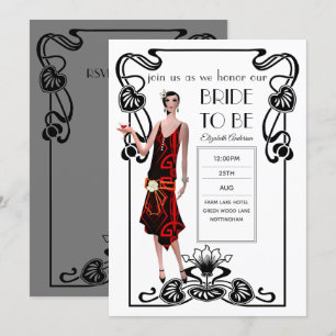 Invitation Fête des mariées Flapper Art Déco Gatsby des année