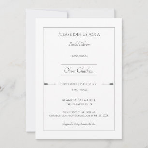 Invitation Fête des mariées Flèches minimalistes   Blanc