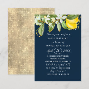 Invitation Fête des mariées Fleur Brunch Lemon Green Navy