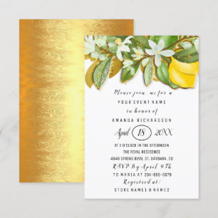 Invitation Fête des mariées Fleur Brunch Lemon Tree Blancs