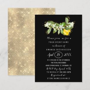 Invitation Fête des mariées Fleur Brunch Lemon Vert Noir