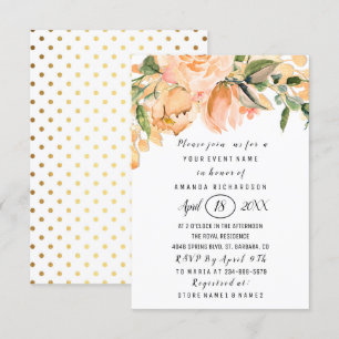 Invitation Fête des mariées Fleur Corail Gold Parties scintil