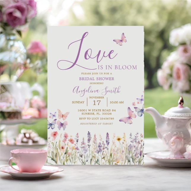 Invitation Fête des mariées fleur sauvage à papillon floral (Créateur téléchargé)