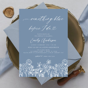 Invitation Fête des mariées Fleur sauvage bleu