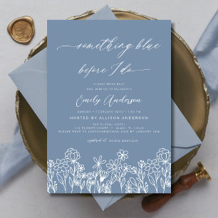 Invitation Fête des mariées Fleur sauvage bleu