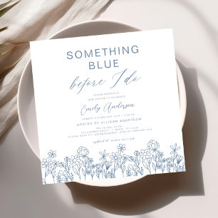 Invitation Fête des mariées Fleur sauvage bleu